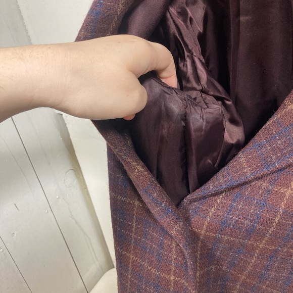 Vintage Eddie Bauer Women’s Medium 100% Wool Jacket Coat 2 Button Plaid Large. - Picture 6 of 8